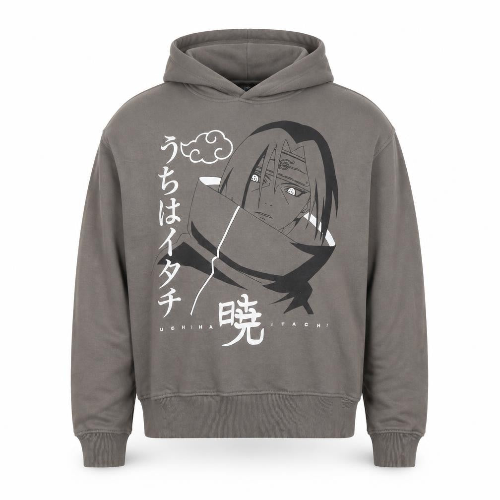 Pull&Bear Men’s Grey M Naruto Itachi Anime Graphic Pullover Hoodie