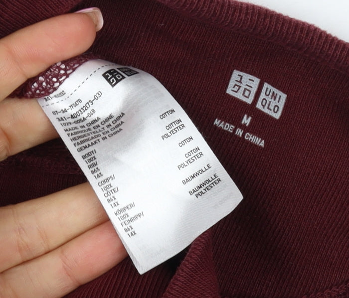 Uniqlo Men’s Red M Crew Neck Cotton Pullover Sweatshirt