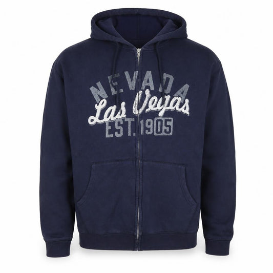 Camp David Men's Blue XL Full Zip Nevada Las Vegas Graphic Hoodie