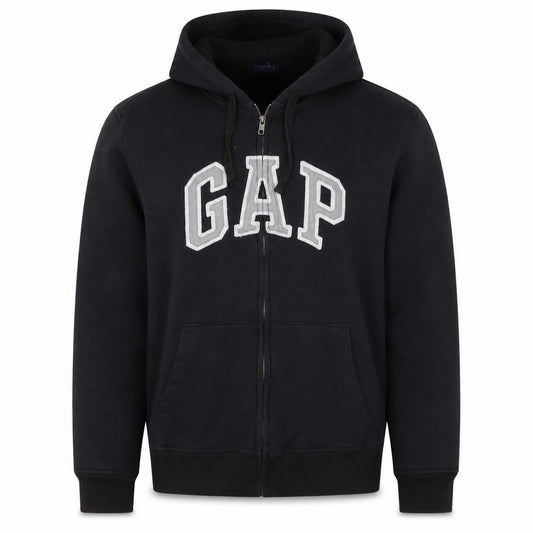 GAP Men’s Black L Full Zip Hooded Fleece Logo Hoodie
