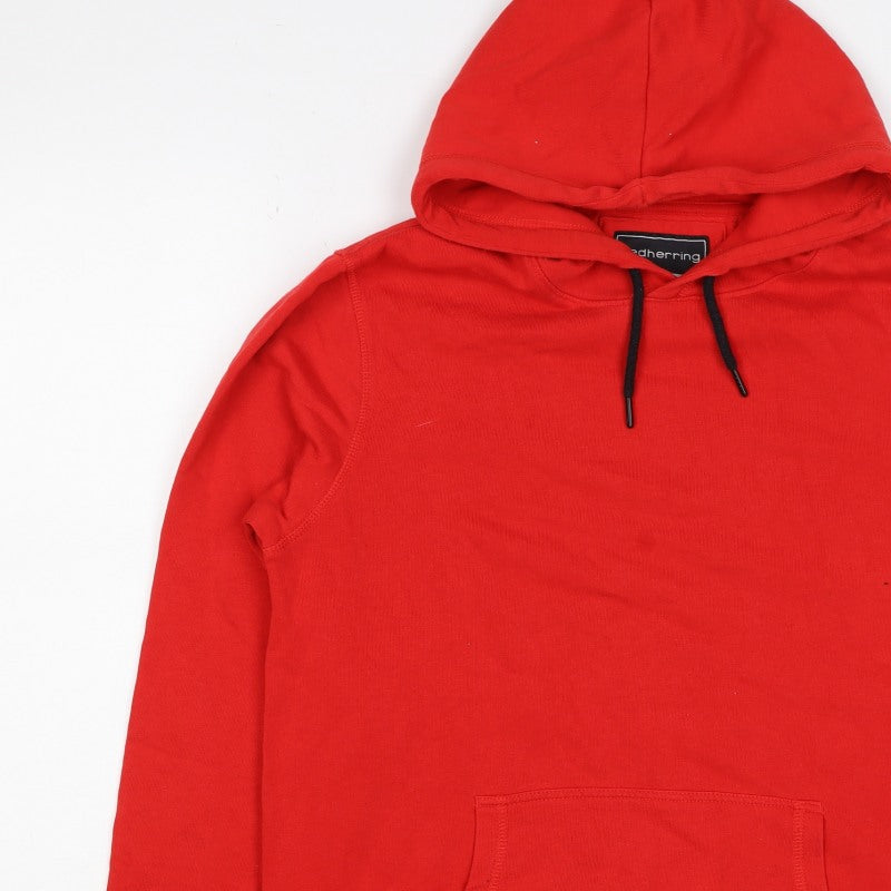 Red Herring Men’s Red Small Pullover Hoodie Drawstring Pocket
