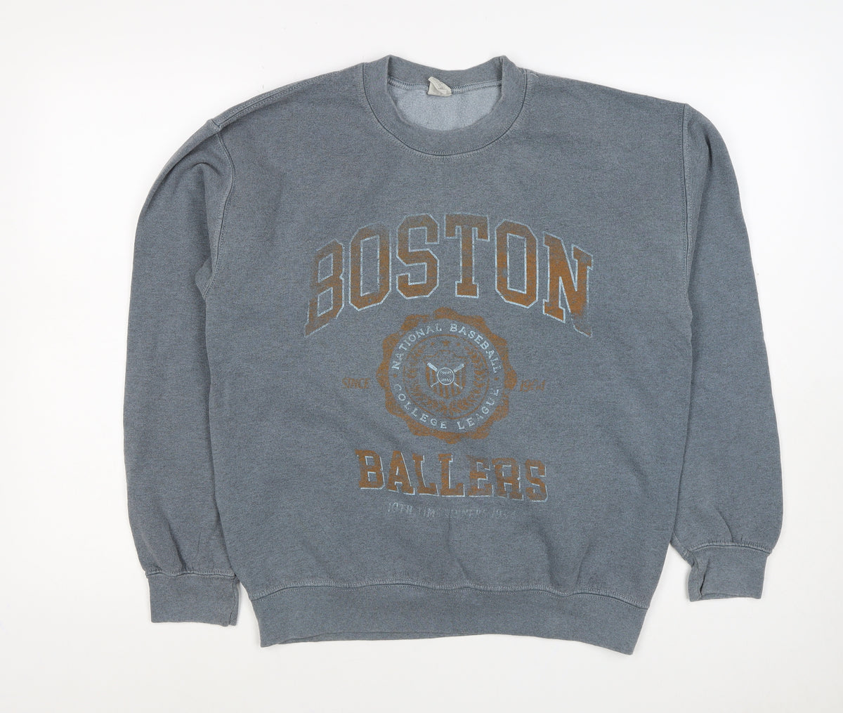 Boston Men’s Grey Size S College Baseball Graphic Pullover Sweatshirt
