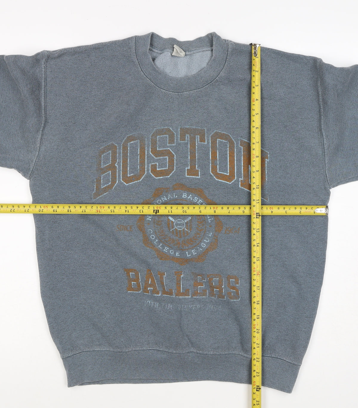 Boston Men’s Grey Size S College Baseball Graphic Pullover Sweatshirt