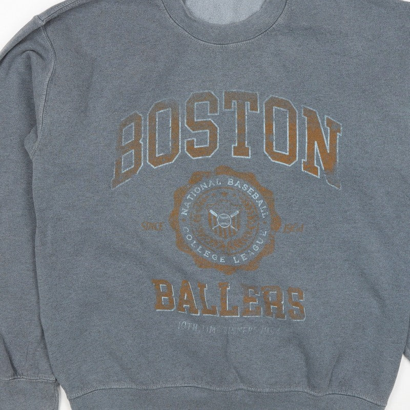 Boston Men’s Grey Size S College Baseball Graphic Pullover Sweatshirt