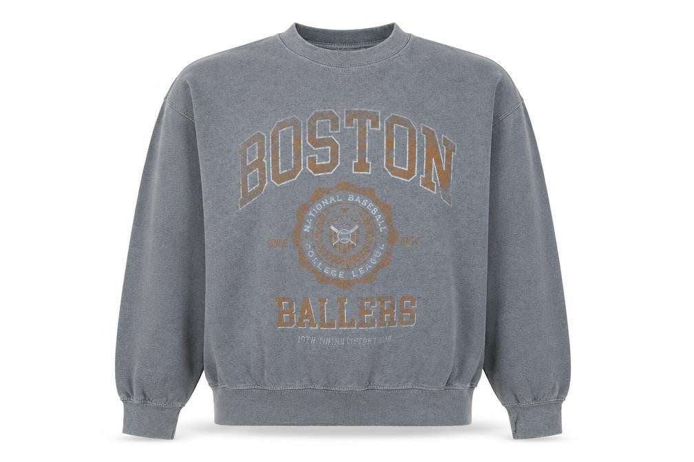 Boston Men’s Grey Size S College Baseball Graphic Pullover Sweatshirt
