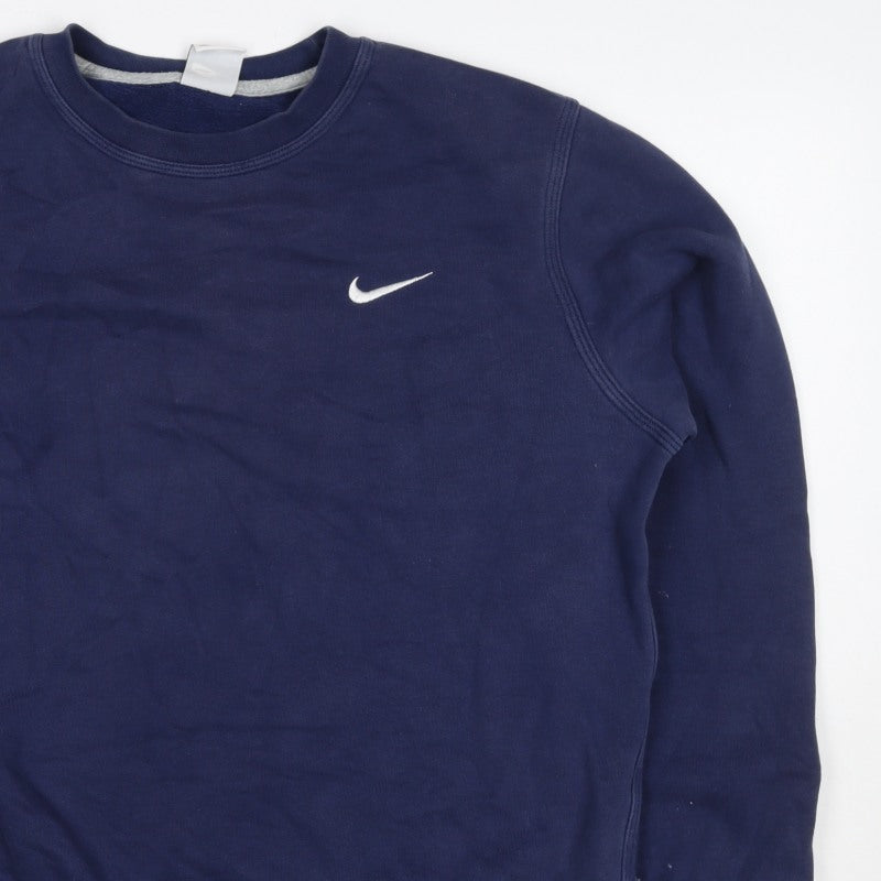 Nike Men’s Navy L Embroidered Swoosh Crew Neck Pullover Sweatshirt