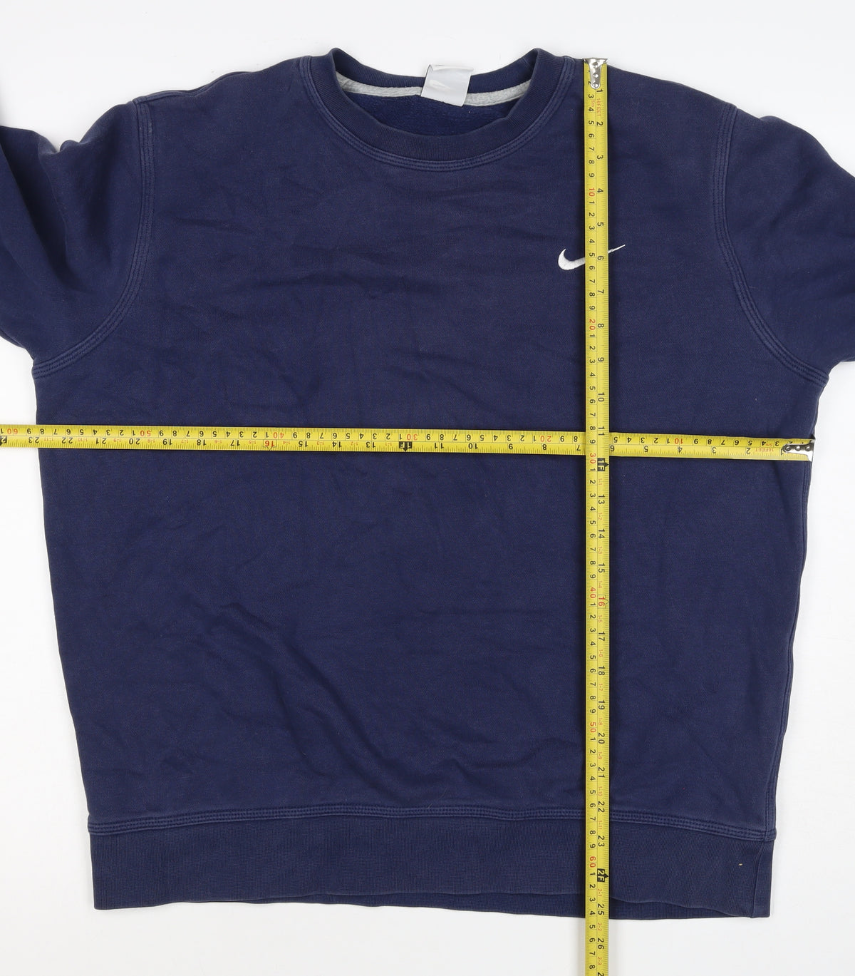Nike Men’s Navy L Embroidered Swoosh Crew Neck Pullover Sweatshirt