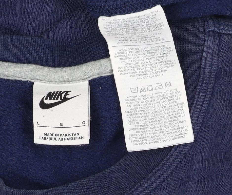 Nike Men’s Navy L Embroidered Swoosh Crew Neck Pullover Sweatshirt