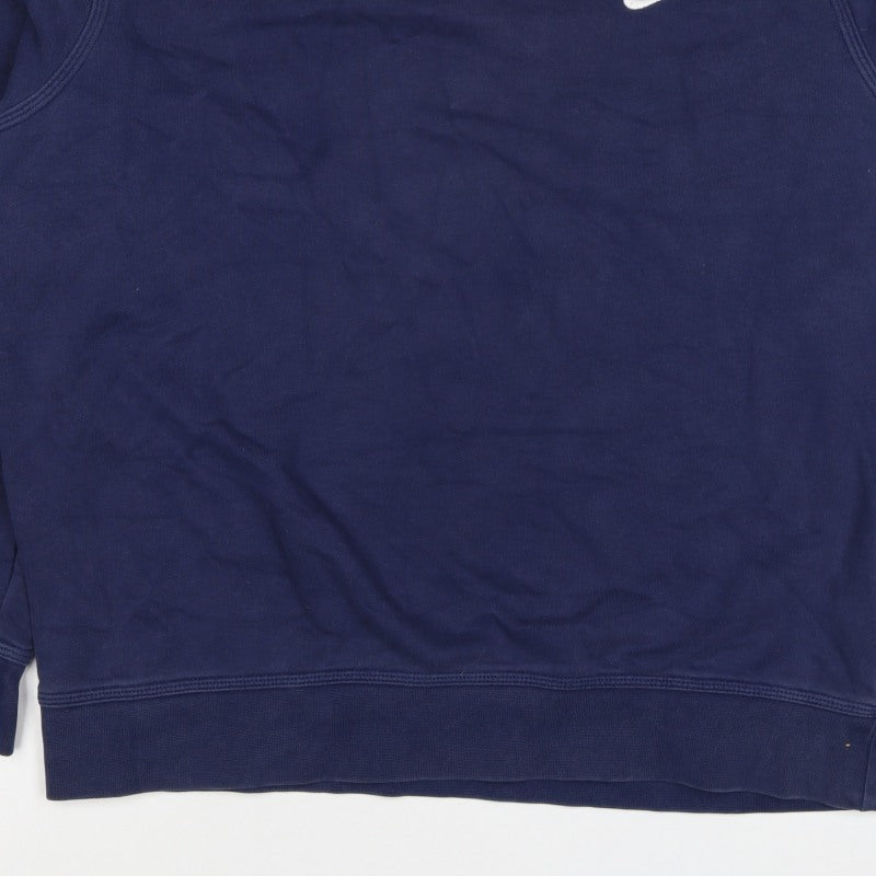 Nike Men’s Navy L Embroidered Swoosh Crew Neck Pullover Sweatshirt