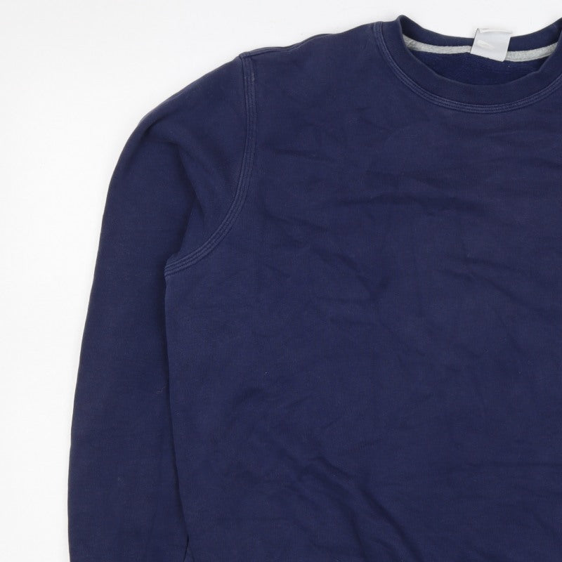 Nike Men’s Navy L Embroidered Swoosh Crew Neck Pullover Sweatshirt
