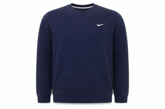 Nike Men’s Navy L Embroidered Swoosh Crew Neck Pullover Sweatshirt