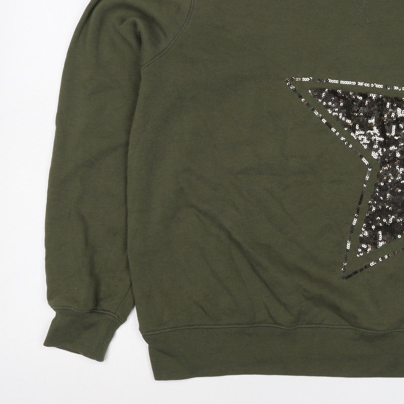 Marks and Spencer Women Green Size 20 Sequin Star Pullover Sweatshirt