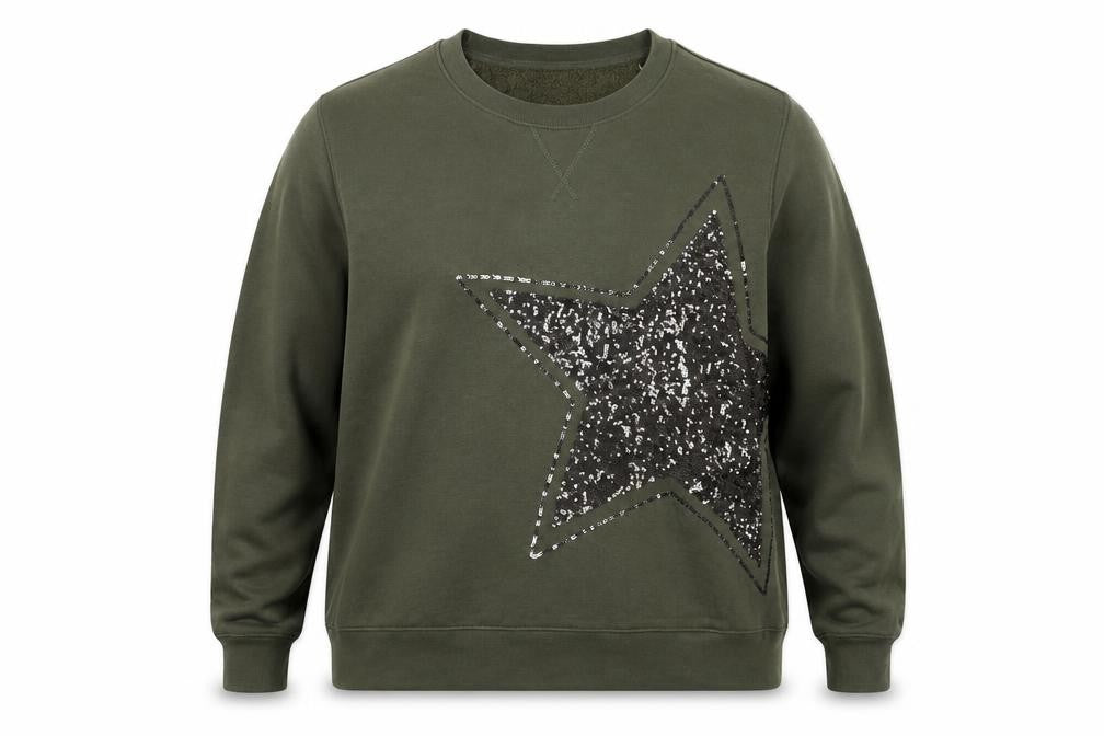Marks and Spencer Women Green Size 20 Sequin Star Pullover Sweatshirt