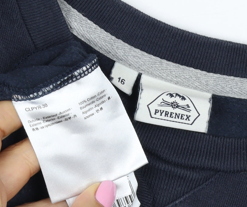 Pyrenex Boys Navy 16 Years Pullover Logo Cotton Sweatshirt