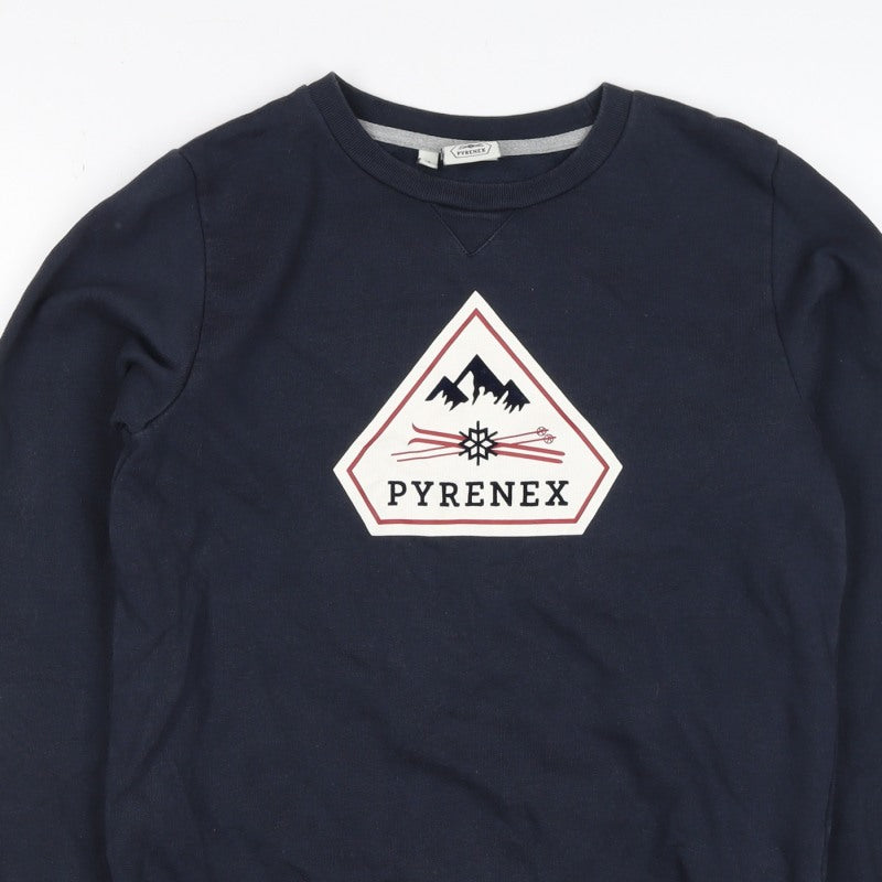 Pyrenex Boys Navy 16 Years Pullover Logo Cotton Sweatshirt