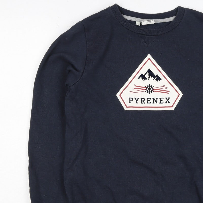 Pyrenex Boys Navy 16 Years Pullover Logo Cotton Sweatshirt