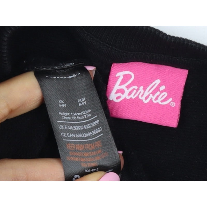 Barbie Girls Black Pink Logo Graphic Pullover Sweatshirt 8-9 Years