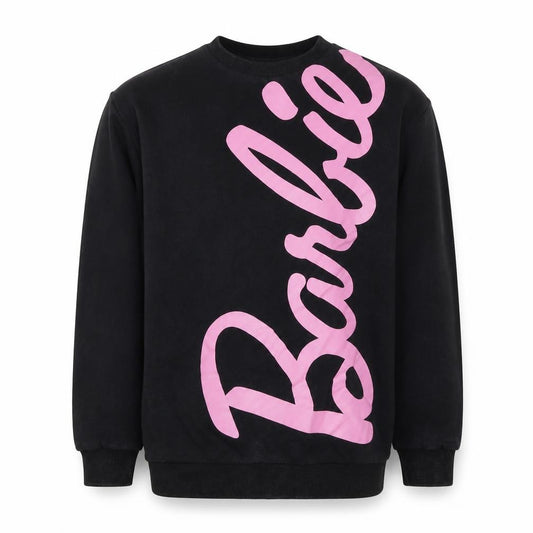 Barbie Girls Black Pink Logo Graphic Pullover Sweatshirt 8-9 Years