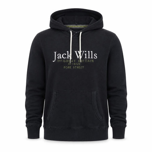 Jack Wills Men's Black S Pullover Logo Hoodie Cotton