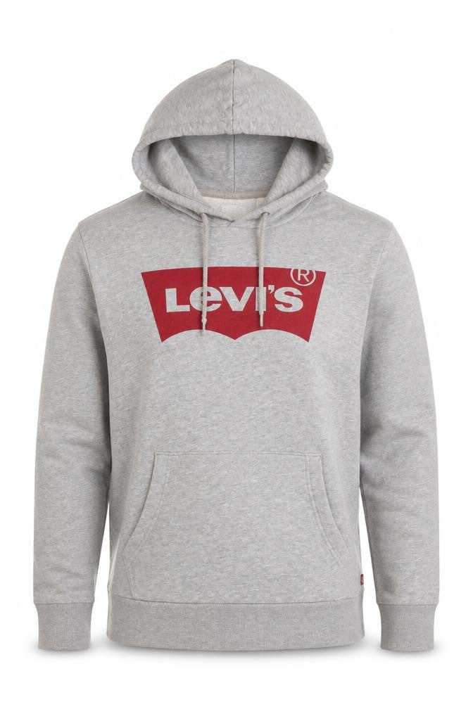 Levi's Men Grey S Pullover Hoodie Red Logo Graphic Cotton