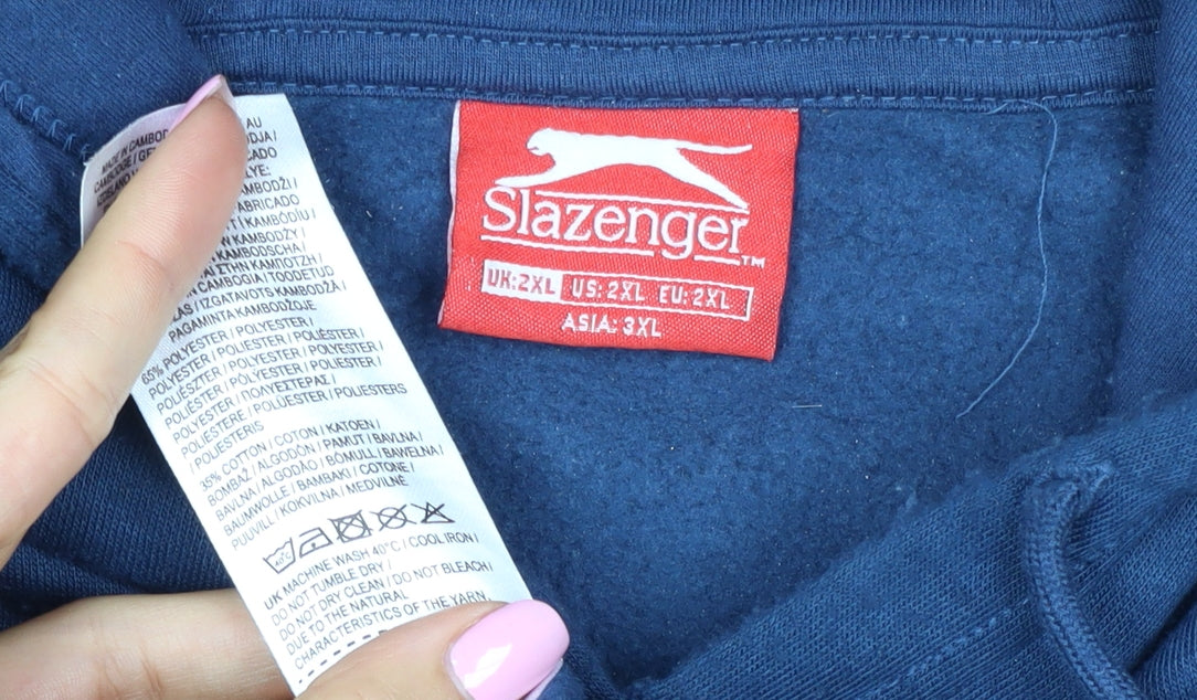 Slazenger Men's Blue 2XL Pullover Hoodie Logo Kangaroo Pocket