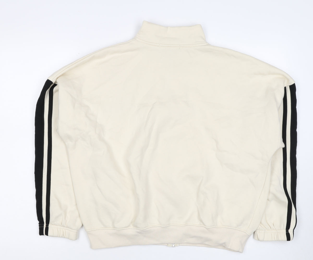 DSGN Studio Women’s Ivory M Full Zip Track Sweatshirt Logo Stripe