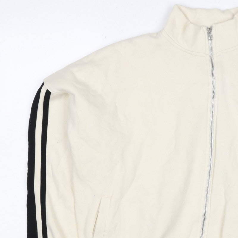 DSGN Studio Women’s Ivory M Full Zip Track Sweatshirt Logo Stripe