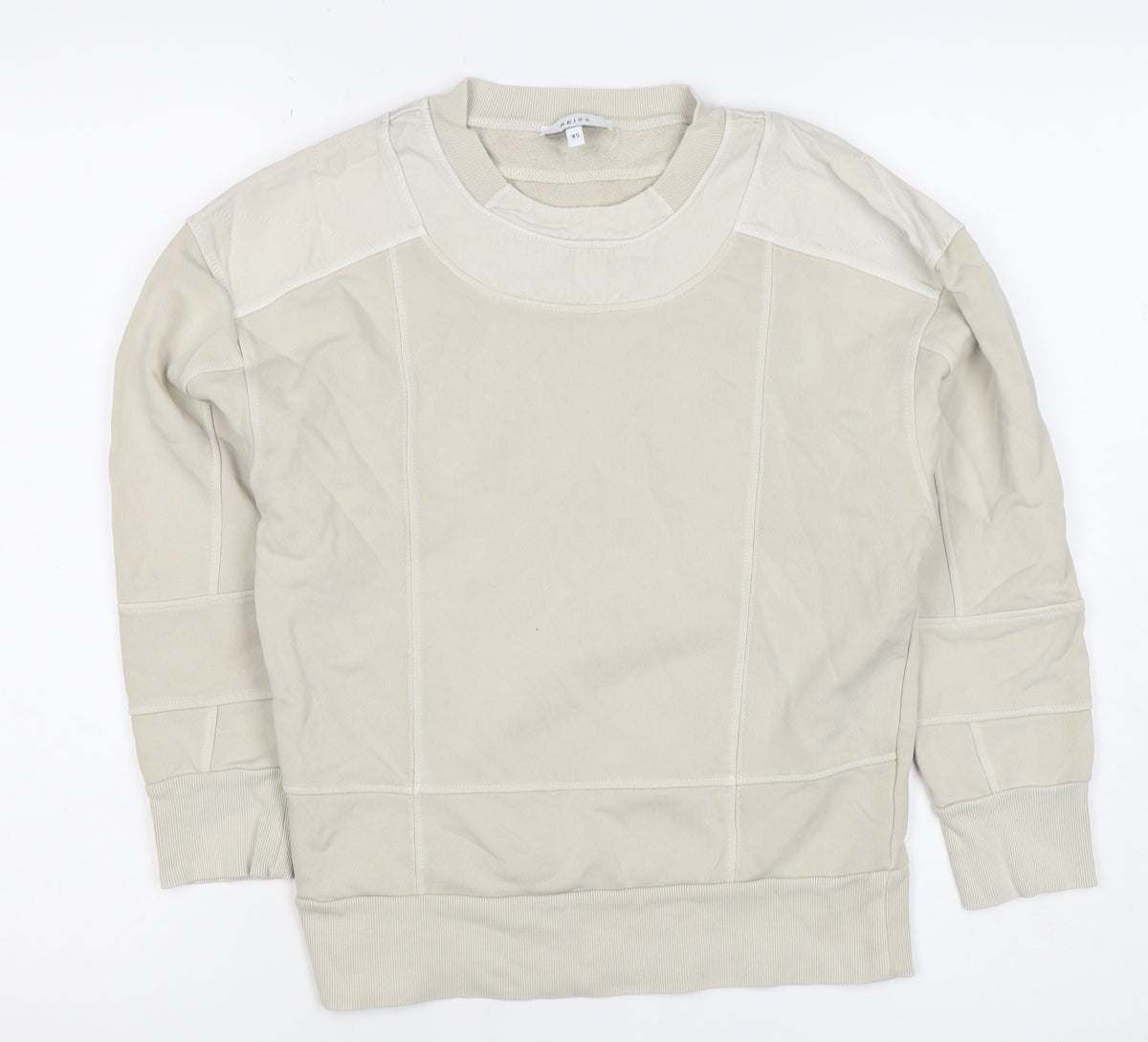 Reiss Women Ivory XS Pullover Crew Neck Panel Sweatshirt
