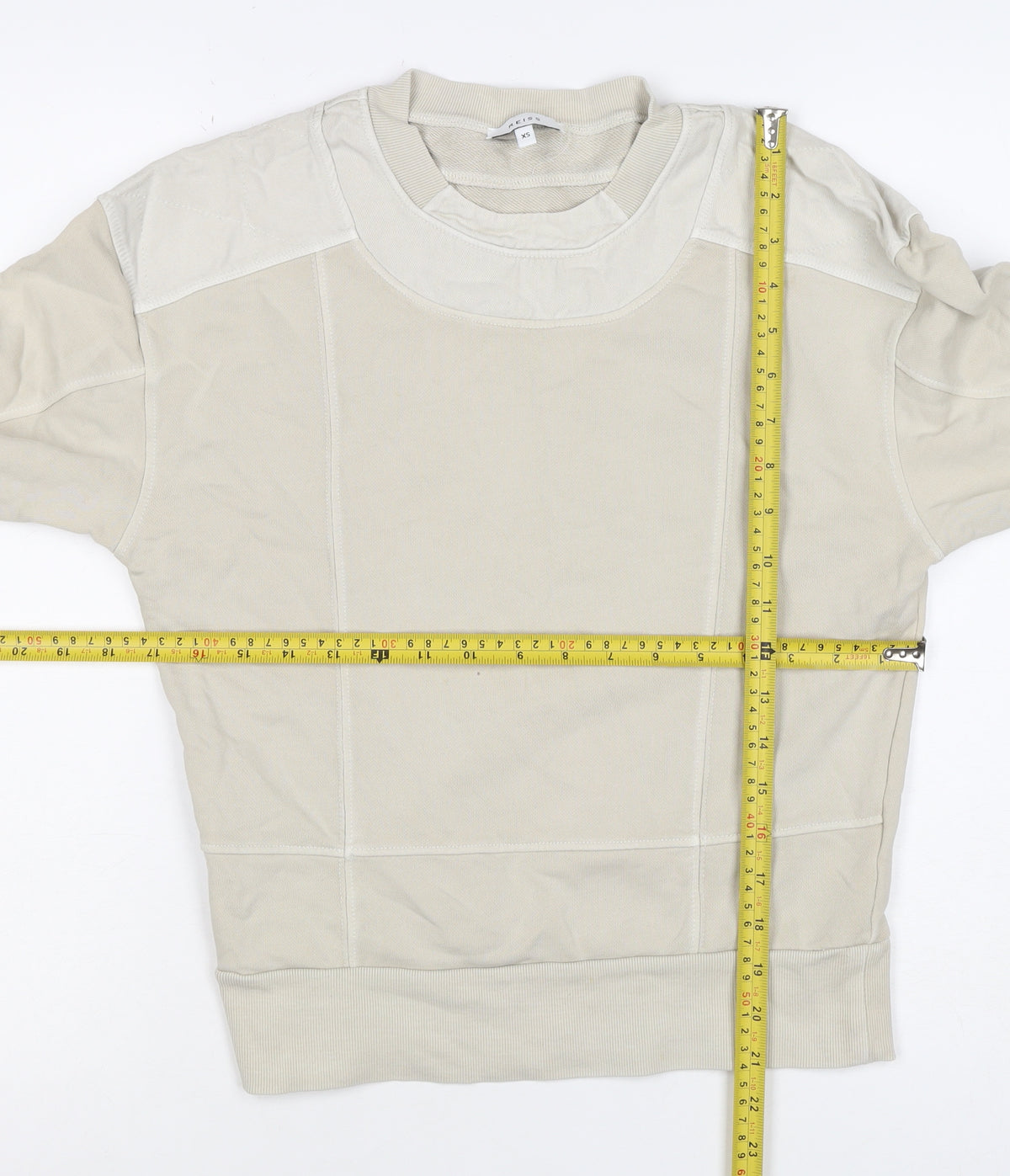 Reiss Women Ivory XS Pullover Crew Neck Panel Sweatshirt