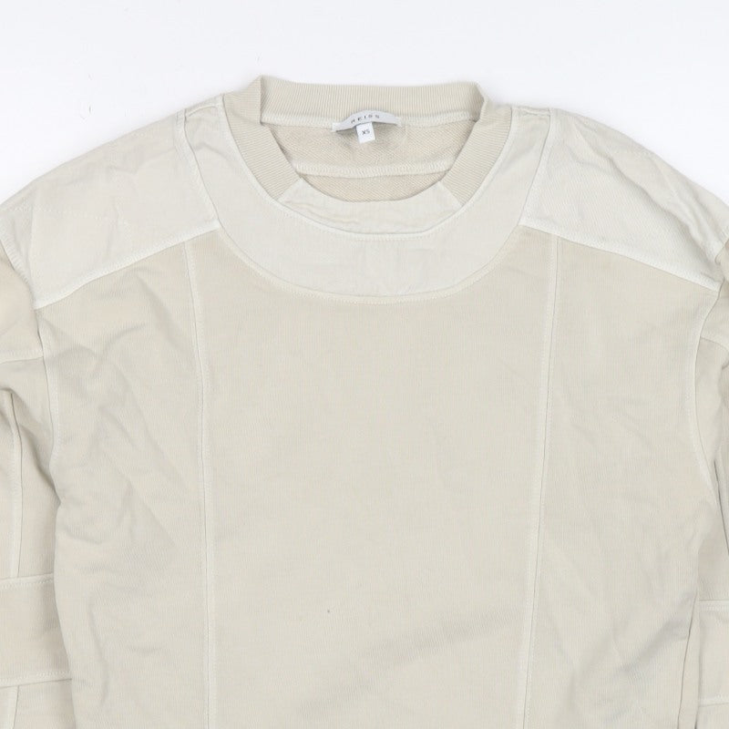 Reiss Women Ivory XS Pullover Crew Neck Panel Sweatshirt