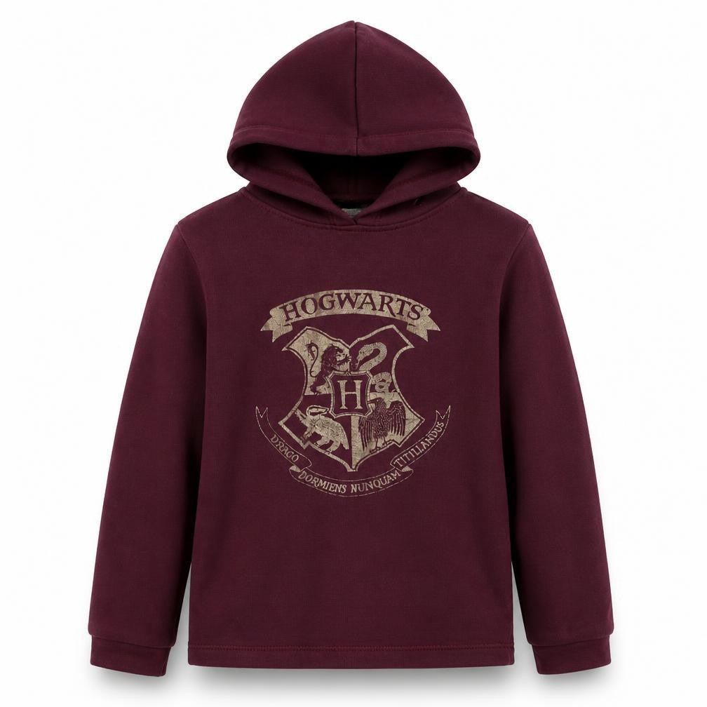 Harry Potter Boys Burgundy Hogwarts Crest Pullover Hoodie 9-10 Years