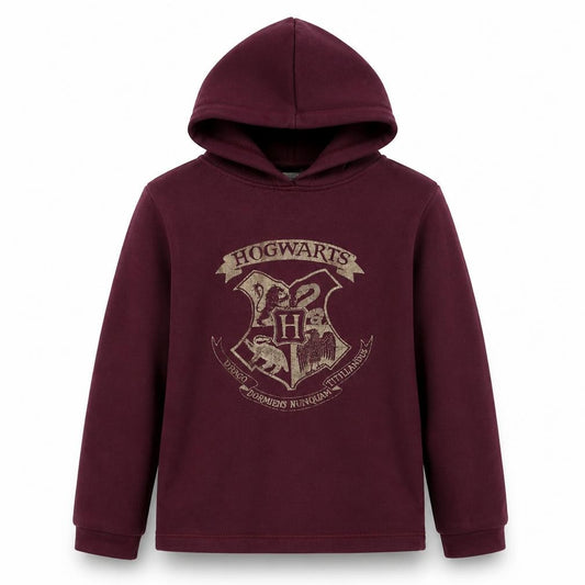 Harry Potter Boys Burgundy Hogwarts Crest Pullover Hoodie 9-10 Years
