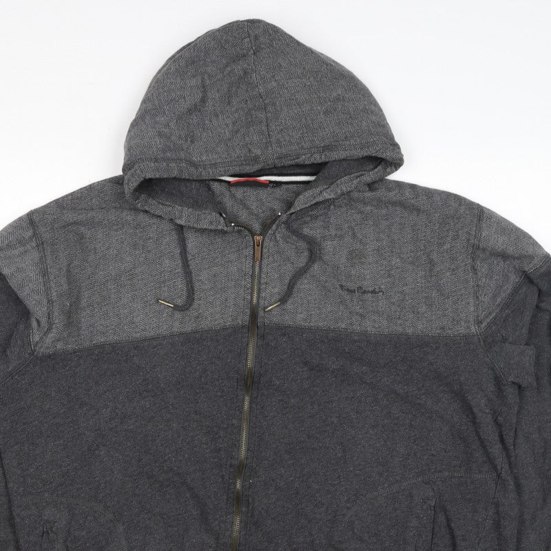 Pierre Cardin Men’s Grey 2XL Full Zip Herringbone Hoodie