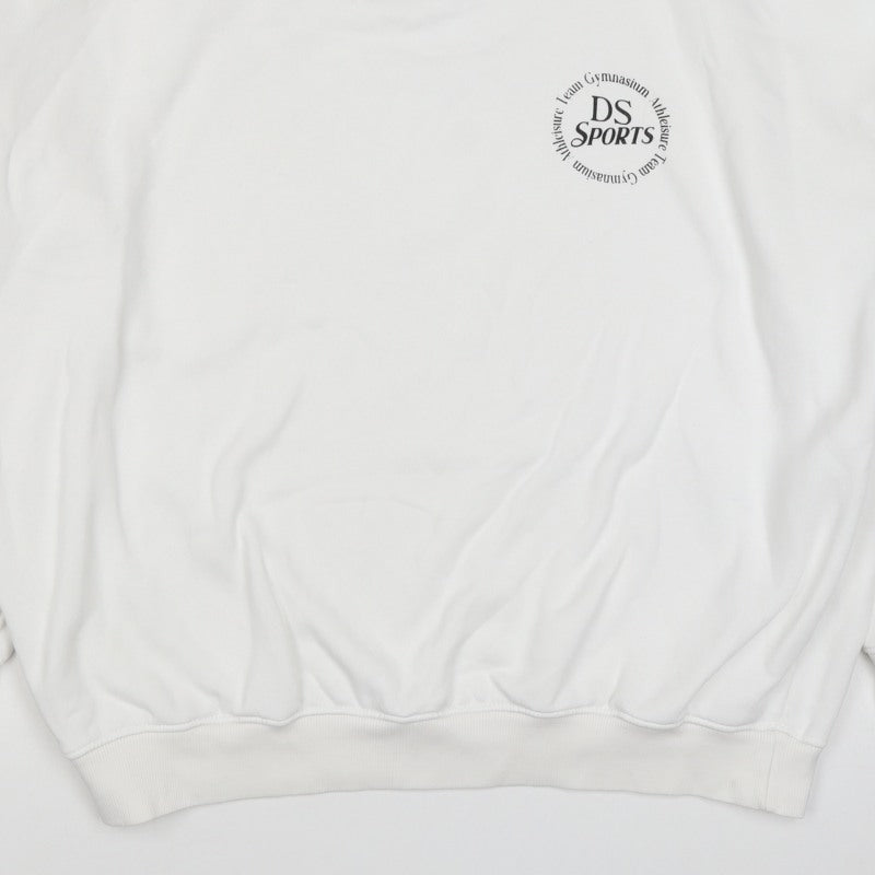 Boohoo Men’s White M DS Sports Logo Graphic Crew Neck Pullover Sweatshirt