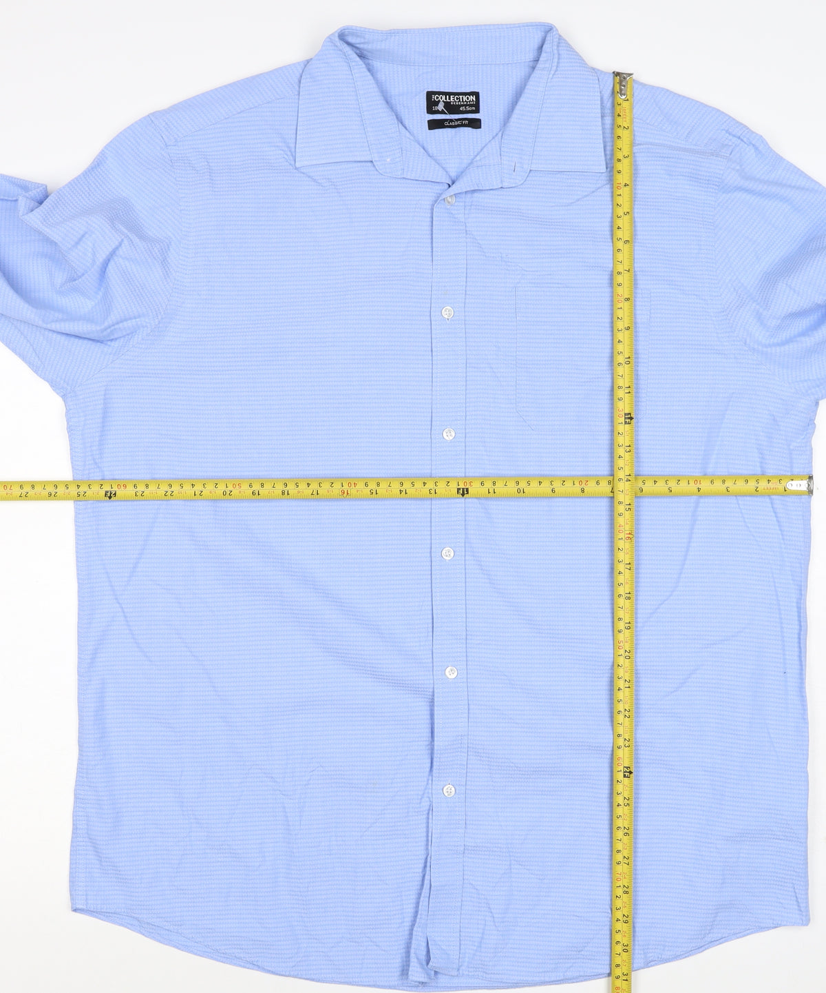 Debenhams Collection Unisex Blue 18 Classic Fit Herringbone Button-Up Shirt