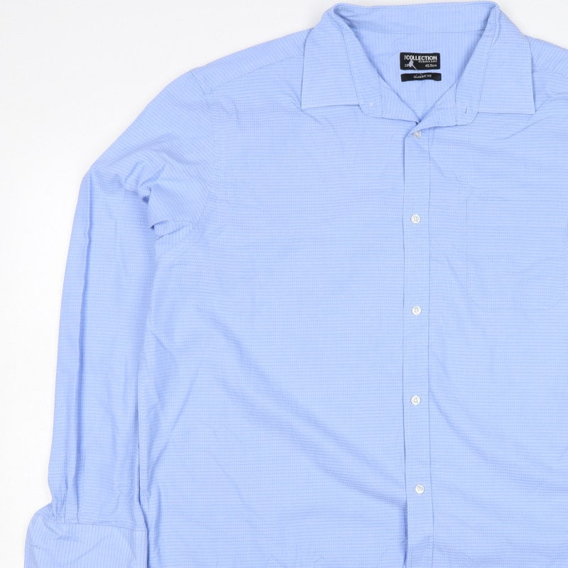 Debenhams Collection Unisex Blue 18 Classic Fit Herringbone Button-Up Shirt