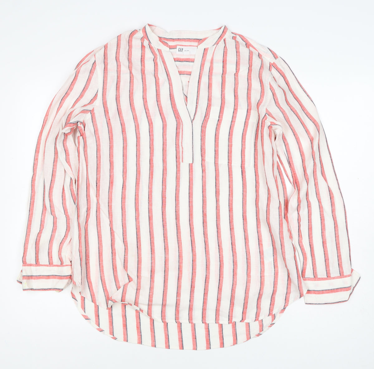 GAP Women’s Multicoloured Striped Linen Tunic Blouse Size M