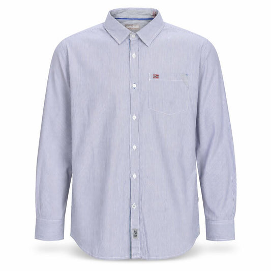 Napapijri Men’s Blue Striped L Cotton Long Sleeve Casual Shirt