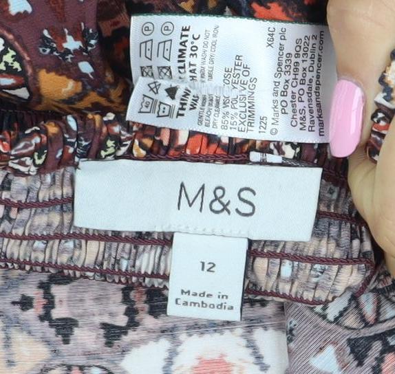 M&S Women Multicoloured UK 12 Aztec Halter Tie Crop Top