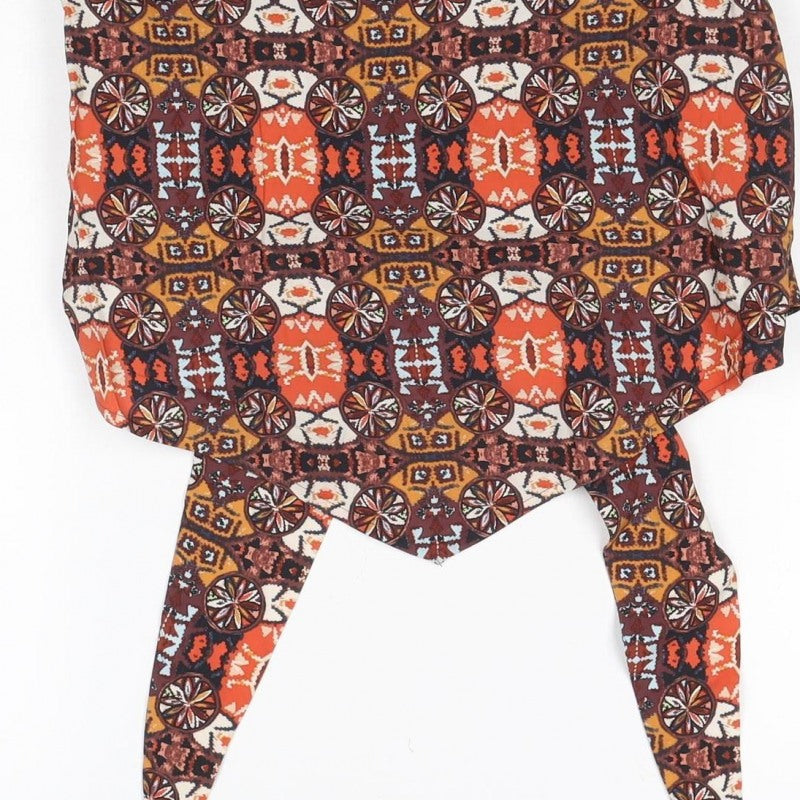 M&S Women Multicoloured UK 12 Aztec Halter Tie Crop Top