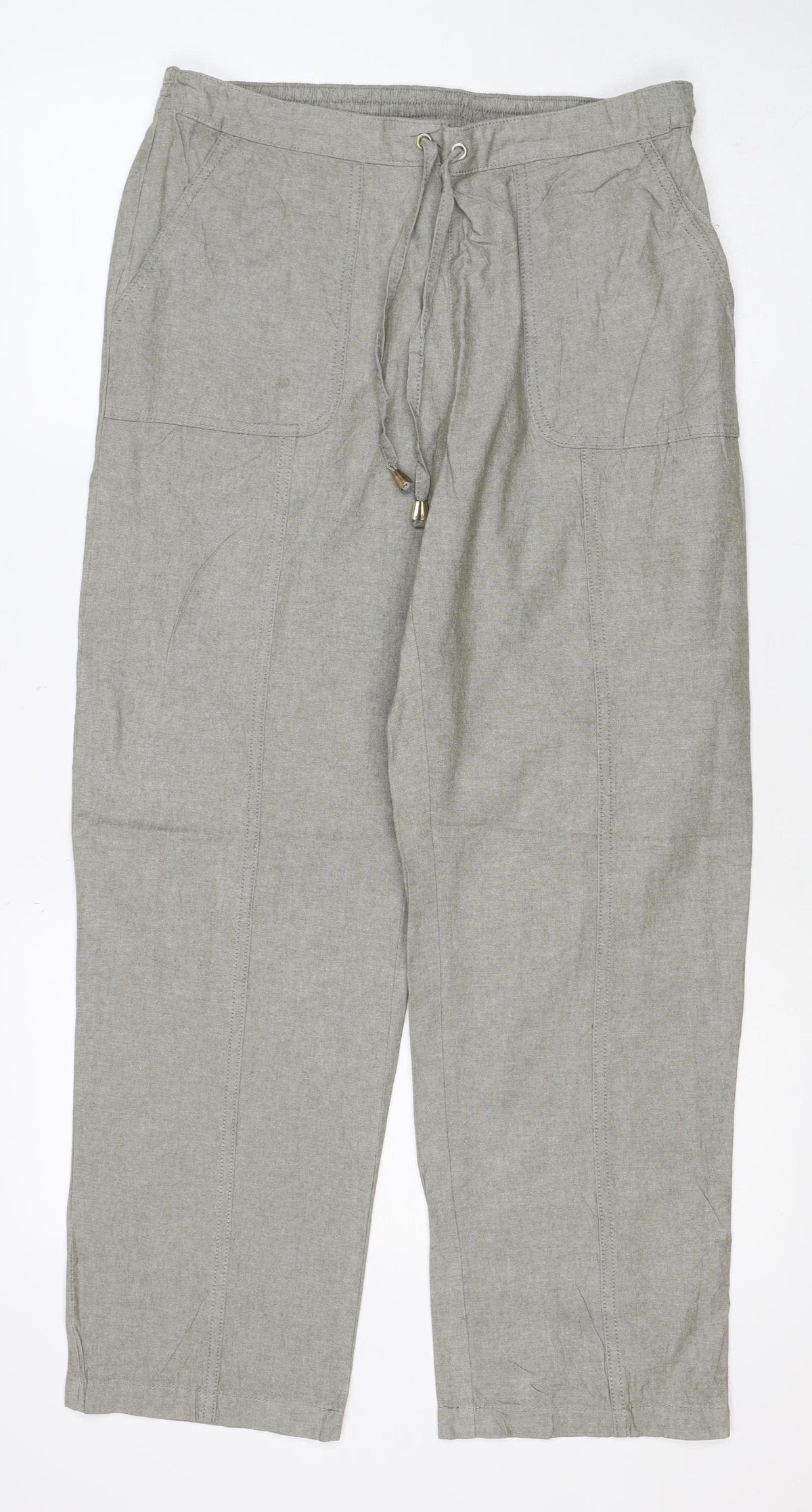 Isle Women’s Grey Size 14 Cargo Straight Leg Drawstring Trousers