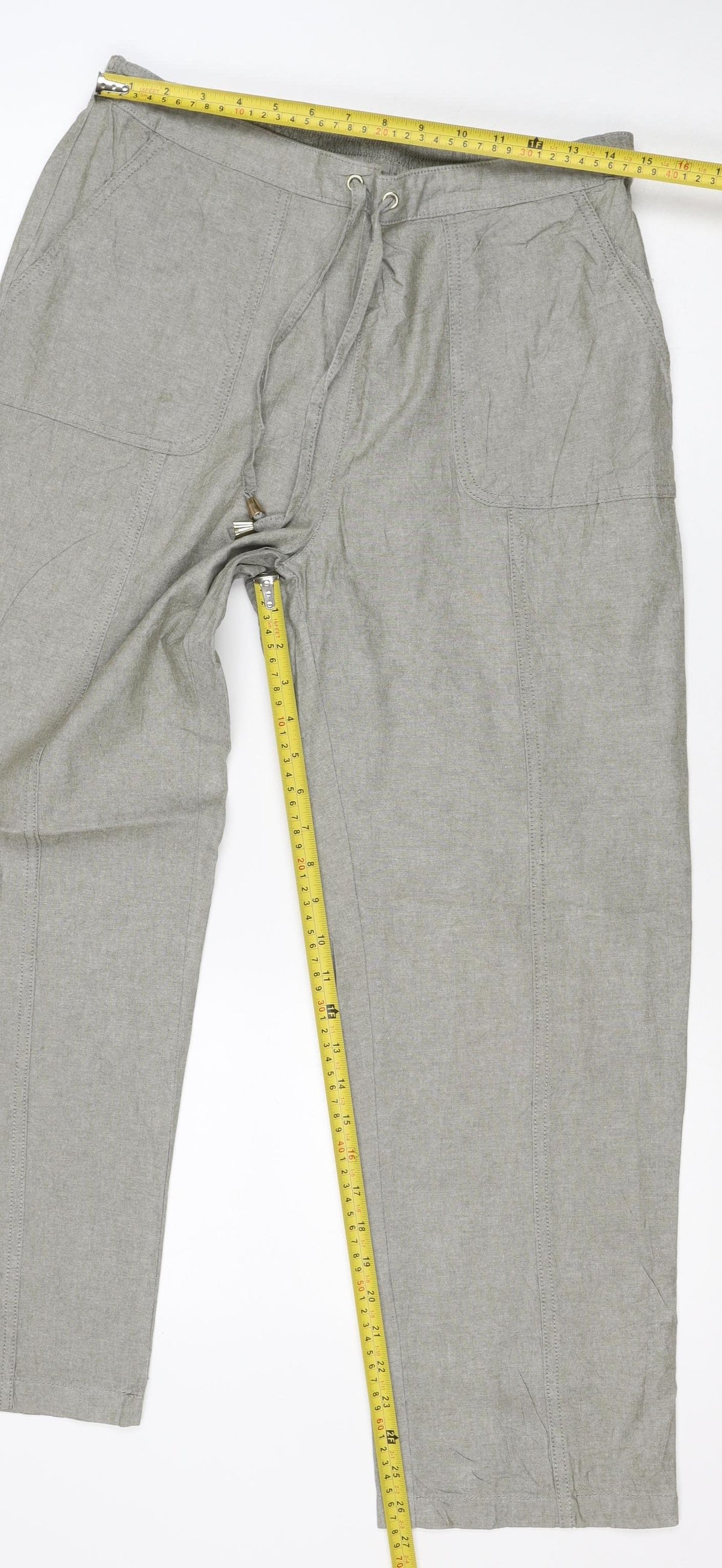 Isle Women’s Grey Size 14 Cargo Straight Leg Drawstring Trousers