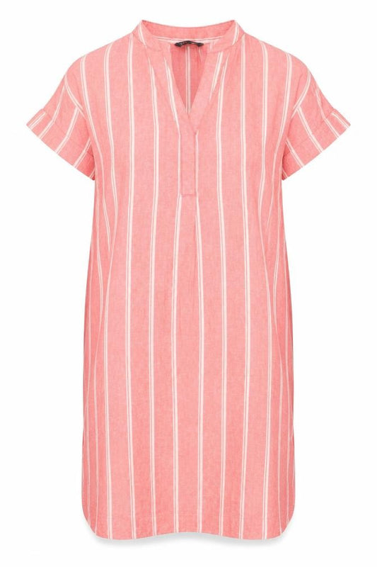 M&S Collection Women Pink Stripe Linen Blend Shirt Dress UK 12