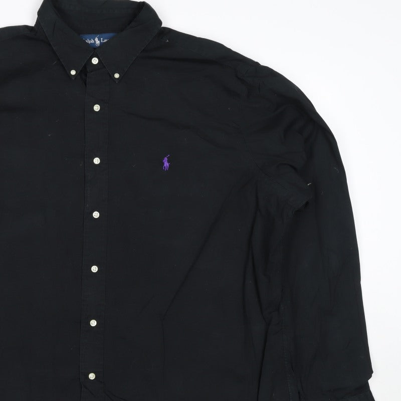 Ralph Lauren Men Black 2XL Classic Fit Cotton Button-Down Shirt