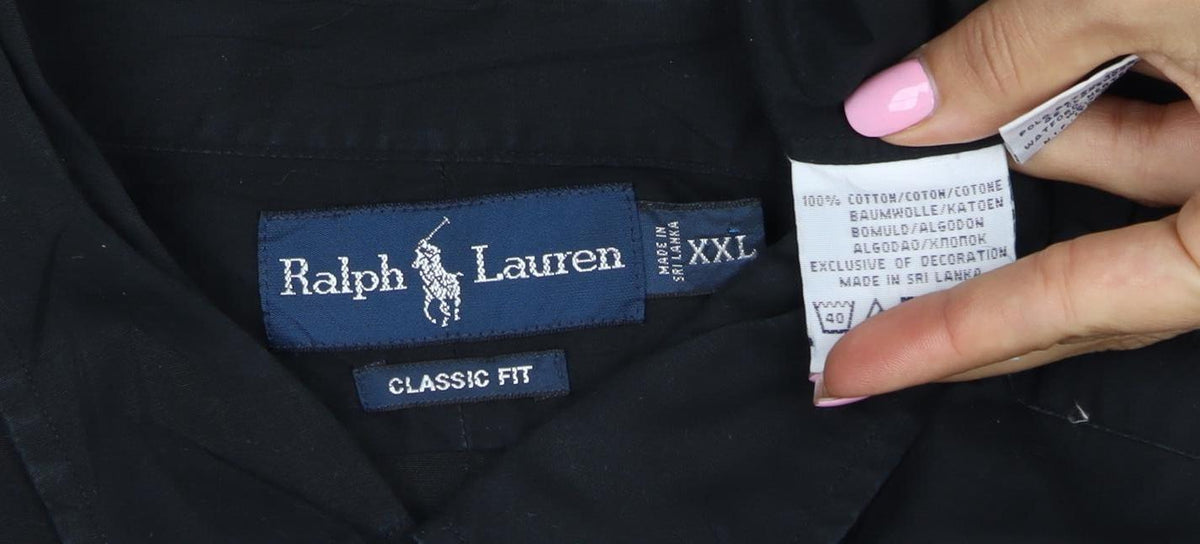 Ralph Lauren Men Black 2XL Classic Fit Cotton Button-Down Shirt