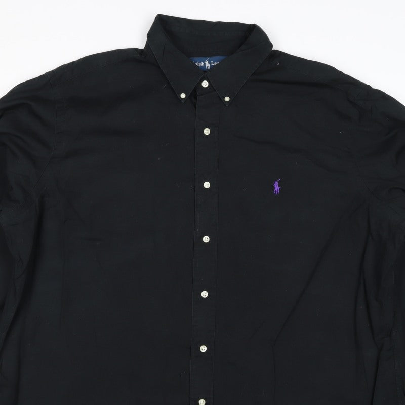 Ralph Lauren Men Black 2XL Classic Fit Cotton Button-Down Shirt