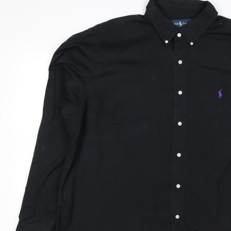 Ralph Lauren Men Black 2XL Classic Fit Cotton Button-Down Shirt