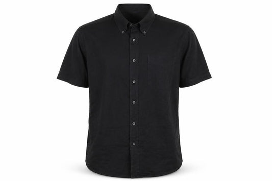 Stanford Men’s Black M 39/40 Linen Cotton Short Sleeve Button-Up Shirt