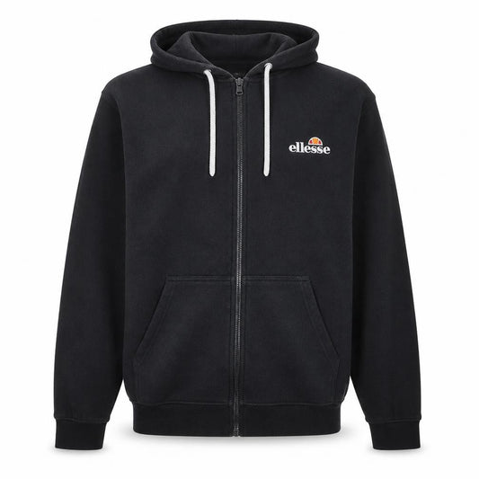 Ellesse Men's Black XL Full Zip Logo Hoodie Fleece Drawstring Pockets