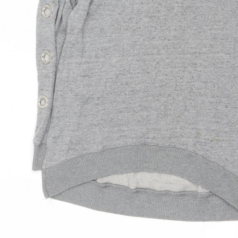 Bershka Women Grey S Pullover Crew Neck Eyelet Sweatshirt